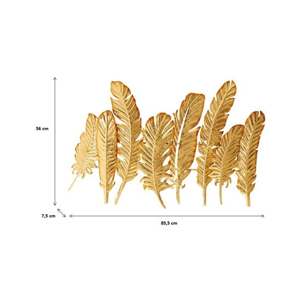 Aukso spalvos metalinė sieninė pakaba Kare Design Leaf, plotis 86 cm-image-4