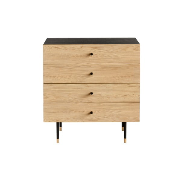 Aukšta šoninė spintelė juodos spalvos/natūralios spalvos iš ąžuolo 80x87 cm Jugend – Woodman-image-2