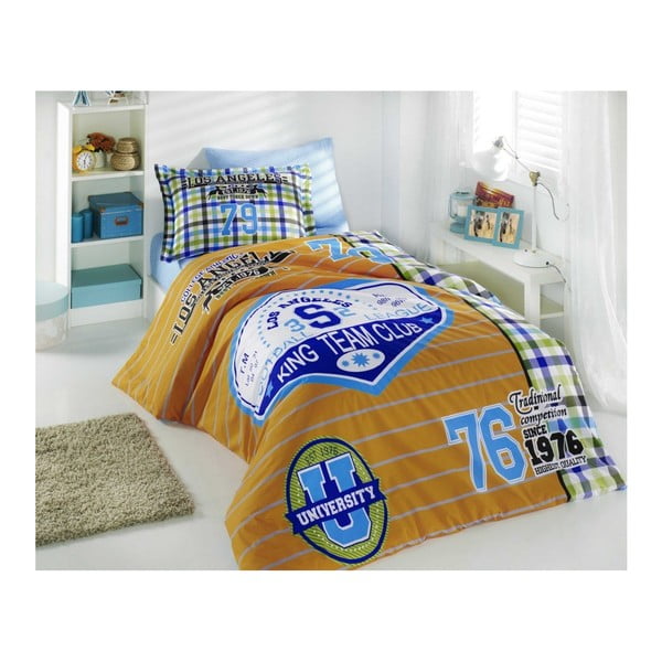 Medvilninio poplaino patalynė su paklode viengulėlei lovai Todole, 160 x 220 cm