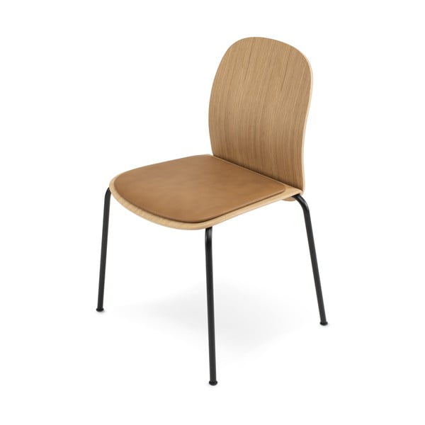 Konjako rudos spalvos/natūralios spalvos galima dėti viena ant kitos valgomojo kėdės 2 vnt. iš ąžuolo Book – Gazzda