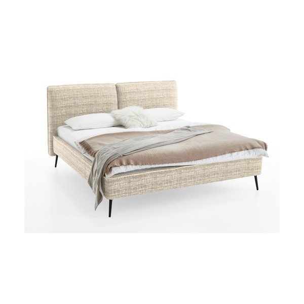 Smėlio spalvos dvigulė lova audiniu dengta be grotelių 200x200 cm Infinity – Meise Möbel-image-3