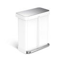 Šiukšliadėžė iš plieno baltos spalvos su pedalu 58 l – simplehuman