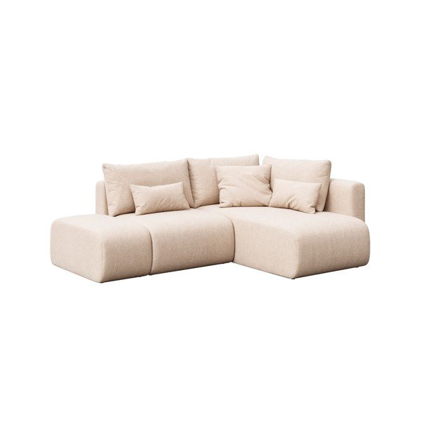 Sulankstoma/su sandėliavimo vieta kampinė sofa smėlio spalvos (su dešiniuoju kampu/su gultu) Lumine – Ghado-image-2