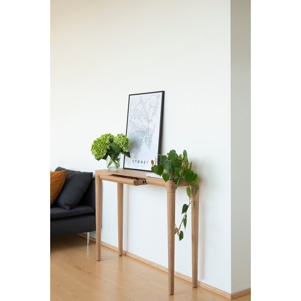Iš ąžuolo masyvo konsolinis staliukas natūralios spalvos 12x110 cm Heart'n'Soul – UMAGE-image-3