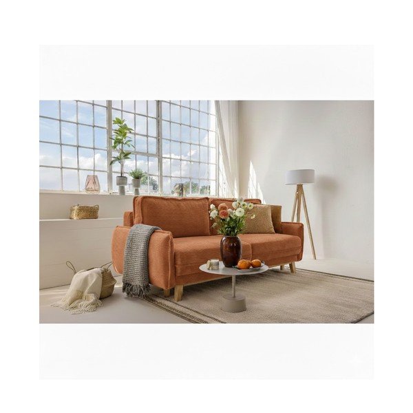Sulankstoma sofa oranžinės spalvos iš kordinio velveto 218 cm Tori – Bonami Selection-image-1