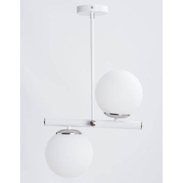 Kabantis šviestuvas baltos spalvos/sidabrinės spalvos ø 15 cm su stiklo gaubtu Libra – Squid Lighting-image-1