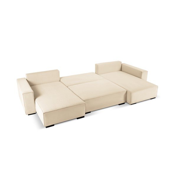 Smėlio spalvos aksominė U formos sofa-lova Mazzini Sofas Azalea-image-3