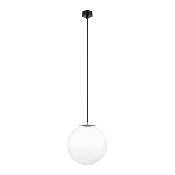 Baltas pakabinamas šviestuvas su juodu kabeliu ir sidabrinėmis detalėmis "Sotto Luce Tsuri", ⌀ 30 cm