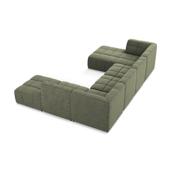 Žalios spalvos kampinė sofa iš boucle („U“ formos) Aloha – Makamii-image-4