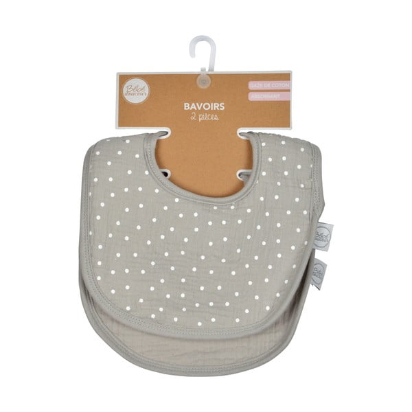 Iš muslino seilinukai vaikams pilkos spalvos 2 vnt. – Bébé Douceur-image-3