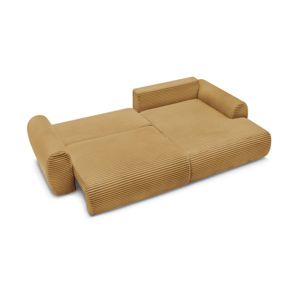 Iš kordinio velveto sulankstoma kampinė sofa garstyčių spalvos (su dešiniuoju kampu) Lucien – Bobochic Paris-image-4