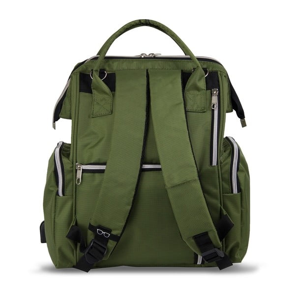 Žalia kuprinė mamoms su USB jungtimi My Valice HAPPY MOM Baby Care-image-2