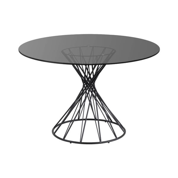 Apvalios formos valgomojo stalas juodos spalvos su stikliniu stalviršiu ø 120 cm Niut – Kave Home