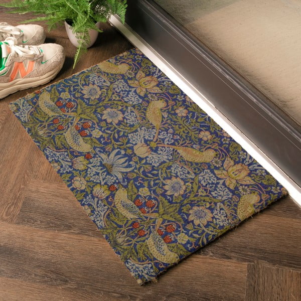 Iš kokoso pluošto grindų kilimėlis 40x60 cm William Morris Strawberry Thief – Artsy Doormats-image-1