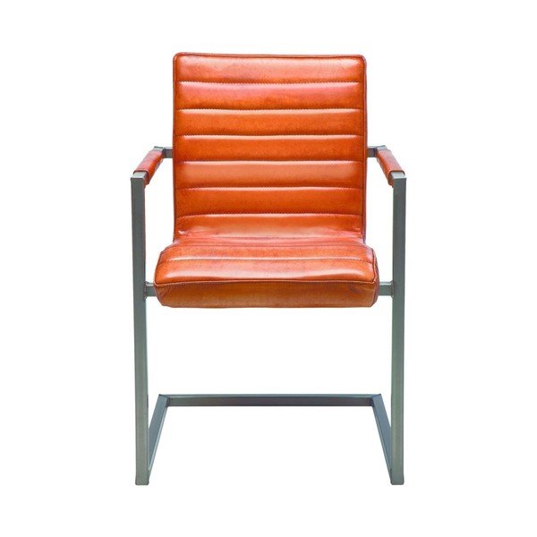 Ruda odinė kėdė su porankiais "Kare Design Cantilever-image-3