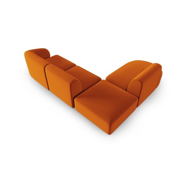 Terakotos spalvos iš velveto kampinė sofa (su kairiuoju kampu/„L“ formos) Paolo – Milo Casa-image-3