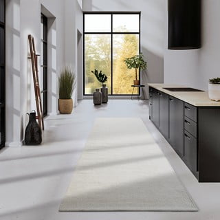 Rankų darbo iš vilnos mišinio kilimas kreminės spalvos 80x200 cm Pradesh Natural White – Elle Decoration