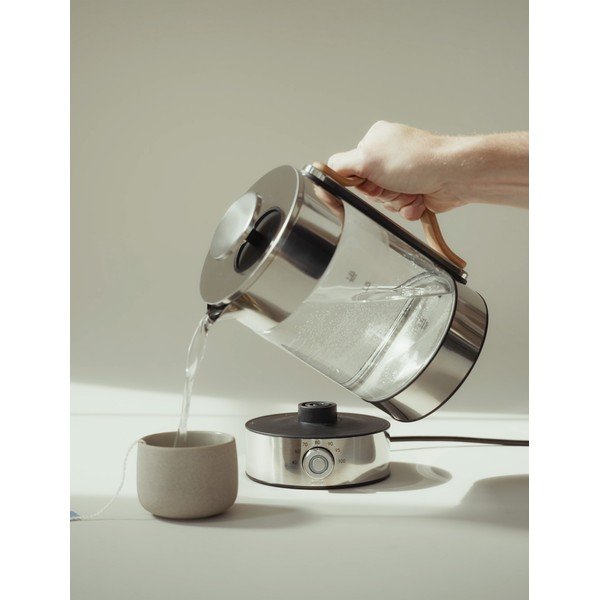 Sidabrinės spalvos iš stiklo virdulys 1,2 l Emma – Stelton-image-1