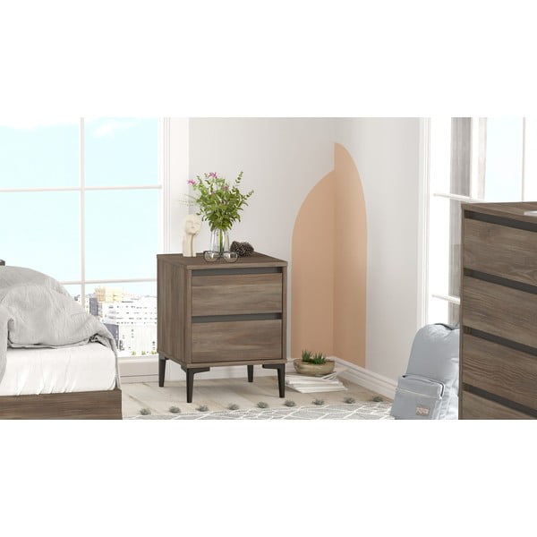 Naktinis staliukas rudos spalvos Elegance – Kalune Design-image-2