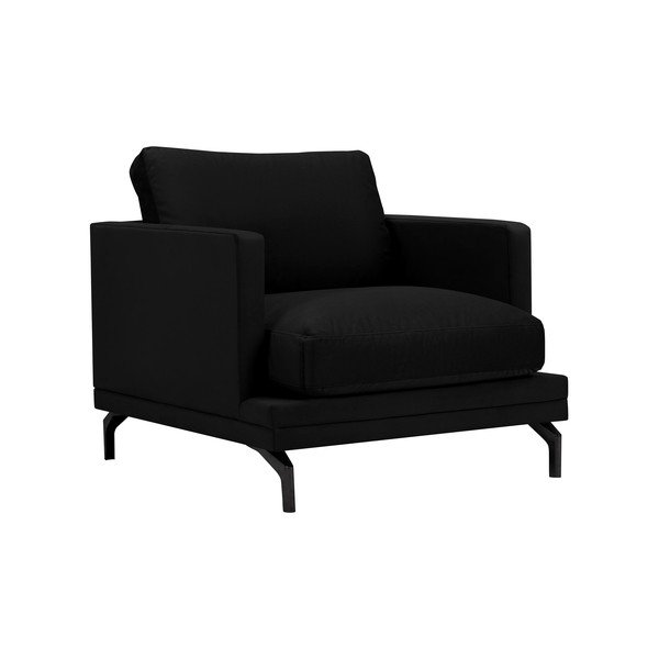 Juodas fotelis su juodos spalvos kojų atrama "Windsor & Co Sofos Jupiter-image-1