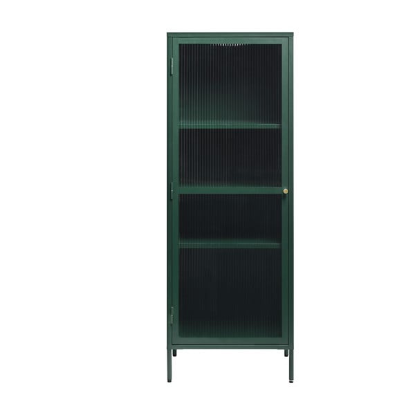 Žalios spalvos metalinė vitrina Unique Furniture Bronco, aukštis 160 cm