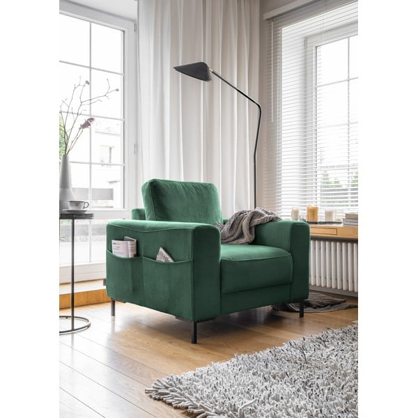 Iš kordinio velveto krėslas tamsiai žalios spalvos Lofty Lilly – Miuform-image-2
