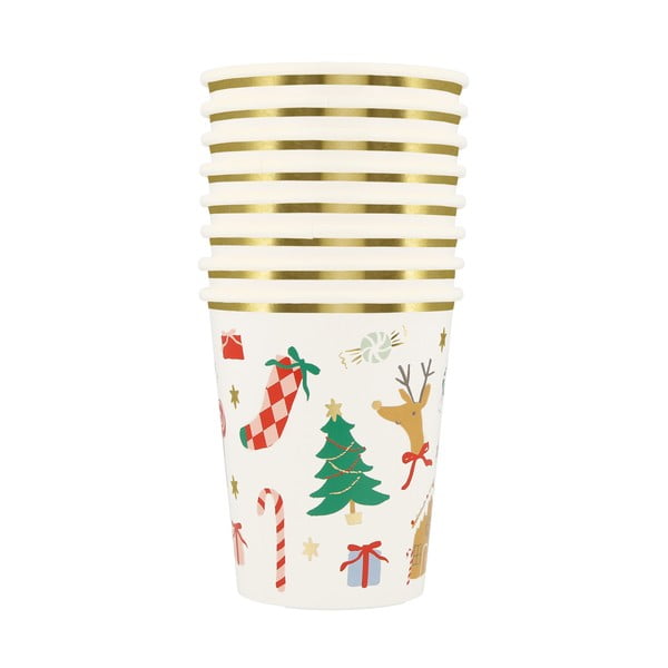 Iš popieriaus vienkartiniai puodeliai 8 vnt. Jolly Christmas – Meri Meri-image-2