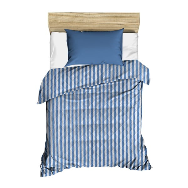 Mėlynai ir baltai dryžuota dygsniuota lovatiesė "Stripes", 160 x 230 cm
