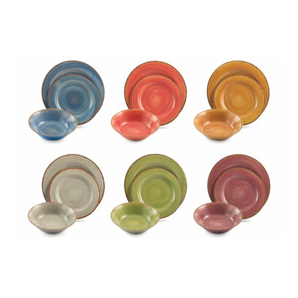 "Villa d'Este Lucia" 18 dalių spalvotų indų rinkinys