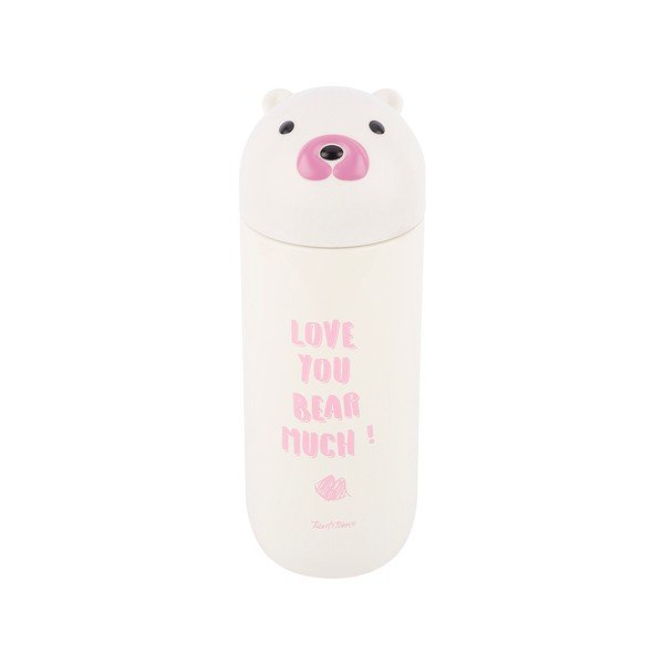 Baltas nerūdijančio plieno termo buteliukas Tantitoni Cute Bear, 280 ml