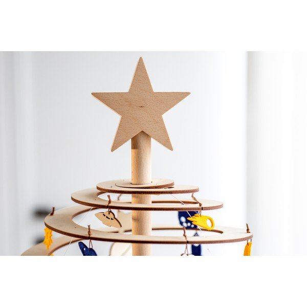 Medinė žvaigždė ant dekoratyvinės eglutės Spira Large-image-1