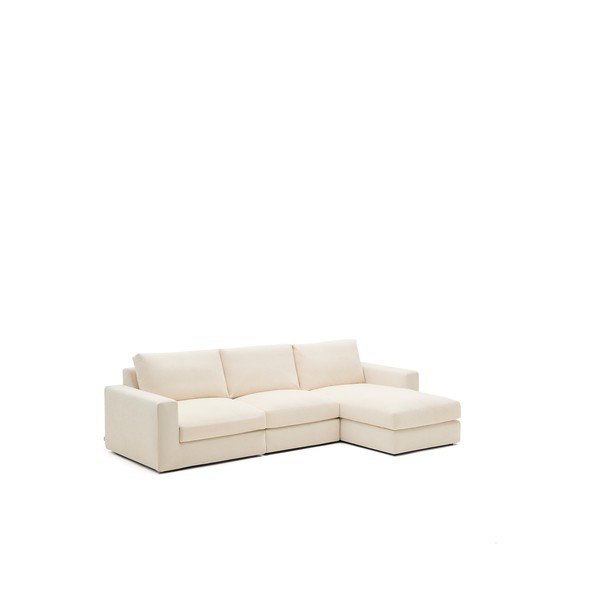 Smėlio spalvos kampinė sofa iš šenilinio audinio (su dešiniuoju kampu/su gultu) Alea – Kave Home-image-2