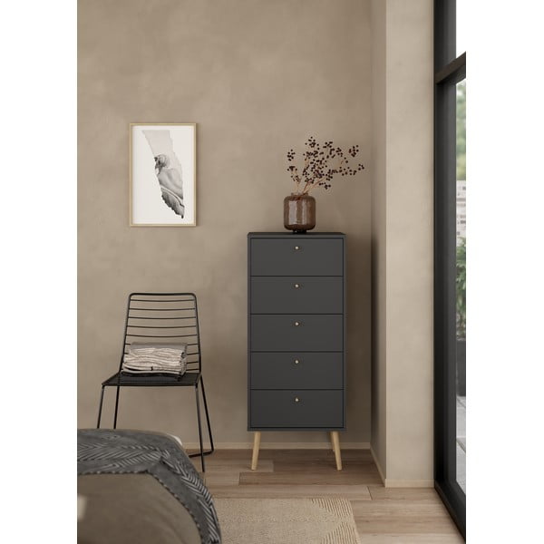Aukšta šoninė spintelė antracito spalvos 50x120 cm Bodo – Tvilum-image-1