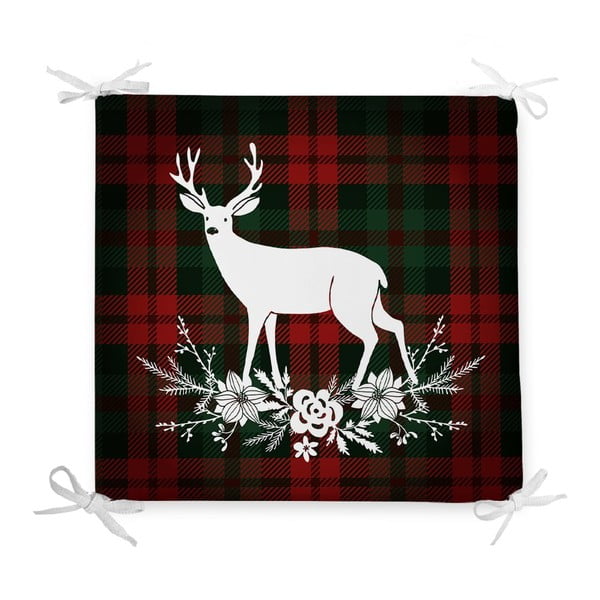 Kalėdinė sėdynės pagalvėlė iš medvilnės mišinio Minimalist Cushion Covers Tartan Merry Christmas, 42 x 42 cm