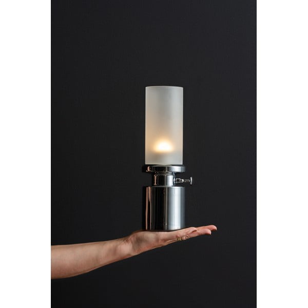 Stalinis šviestuvas sidabrinės spalvos LED su pritemdymo funkcija (aukštis 29,5 cm) su metaliniu gaubtu/su stiklo gaubtu Camp – Leitmotiv-image-1