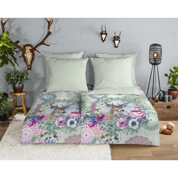 Žalios spalvos iš flanelės viengulė patalynė 140x200 cm Romini – HIP-image-1