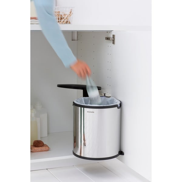 Iš plieno įmontuota šiukšliadėžė blizgios sidabrinės spalvos 15 l – Brabantia-image-3