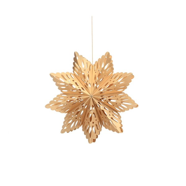 Aukso spalvos popierinis Kalėdų papuošalas snaigės formos Tik natūralus, 22,5 cm ilgio