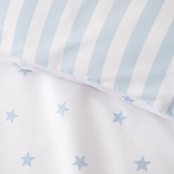 Baltos spalvos/mėlynos spalvos iš medvilnės viengulė vaikiška patalynė 135x200 cm Mini Star & Stripes – Bianca-image-4