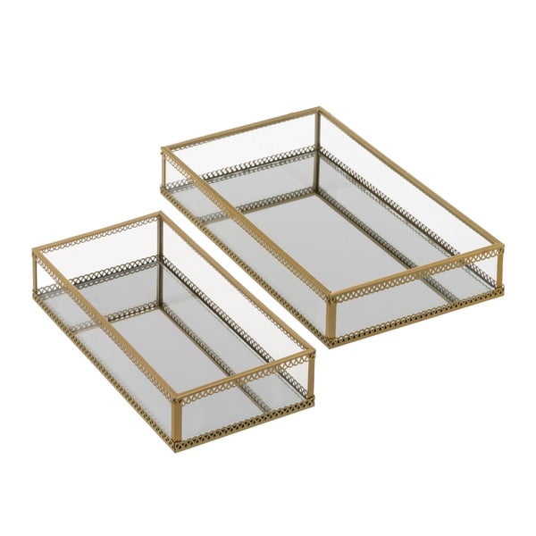 Iš metalo dekoratyviniai padėklai 2 vnt. 14x24 cm – Casa Selección