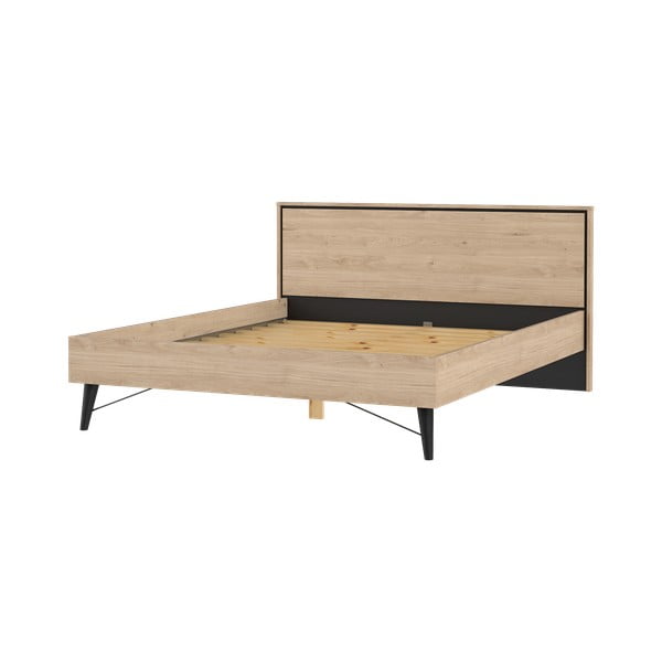Natūralios spalvos dvigulė lova iš ąžuolo su lovos grotelėmis 160x200 cm Ry – Tvilum-image-3