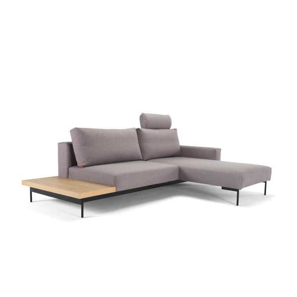Ruda ir pilka kampinė sofa-lova su staliuku Inovacijos Bragi