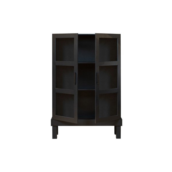 Juodos spalvos iš pušies masyvo vitrina 107x160x39 cm Bonk – WOOOD-image-2