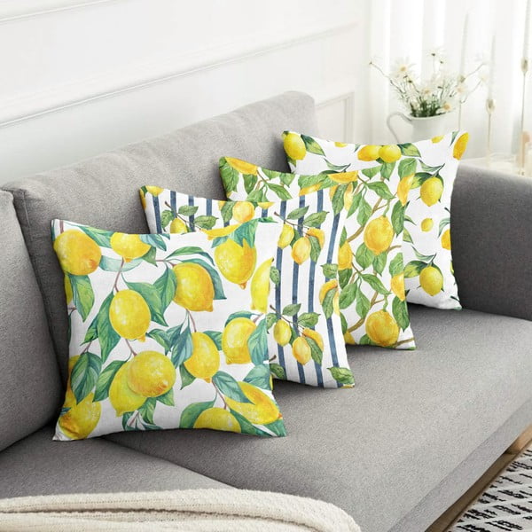 Dekoratyviniai pagalvių užvalkalai 4 vnt. 43x43 cm Lemons – Mila Home-image-3