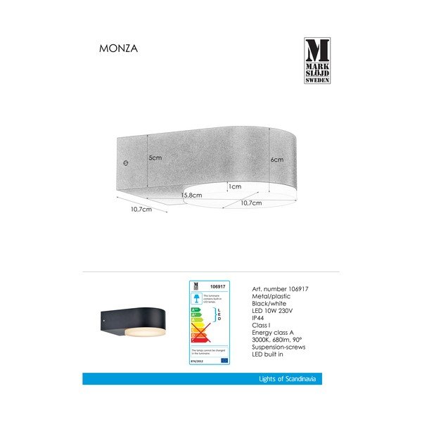 Juodas sieninis šviestuvas Markslöjd Monza-image-2