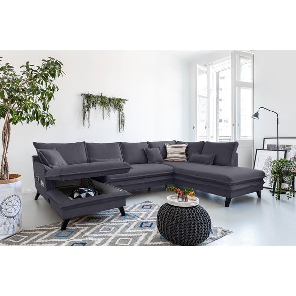 Atracito pilkos spalvos U formos sofa-lova Miuform Charming Charlie, dešinysis kampas-image-4