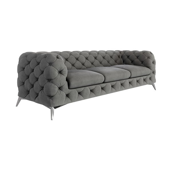 Pilkos spalvos iš velveto sofa 243 cm Chelsea – Ropez-image-1
