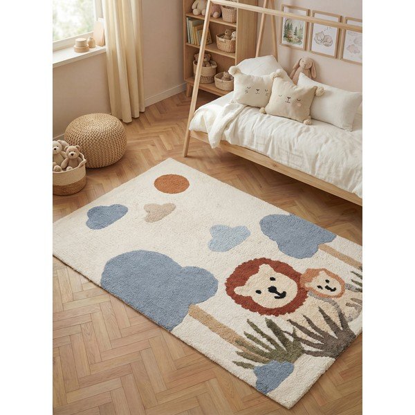Skalbiamas/rankų darbo kreminės spalvos iš medvilnės vaikiškas kilimas 140x200 cm Snuggle Lionel – Hanse Home-image-1