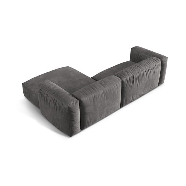 Pilkos spalvos iš velveto modulinė kampinė sofa (su dešiniuoju kampu/su gultu) Martina – Micadoni -image-4