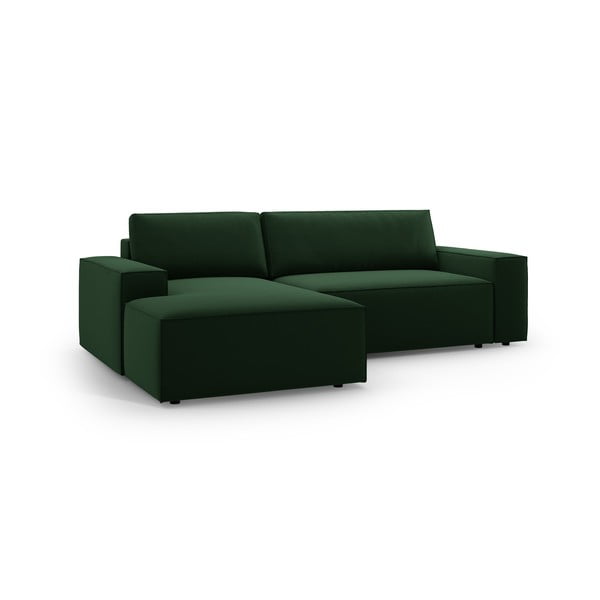 Iš velveto sulankstoma/su sandėliavimo vieta kampinė sofa tamsiai žalios spalvos (su kairiuoju kampu/su gultu) Jodie – Micadoni -image-2